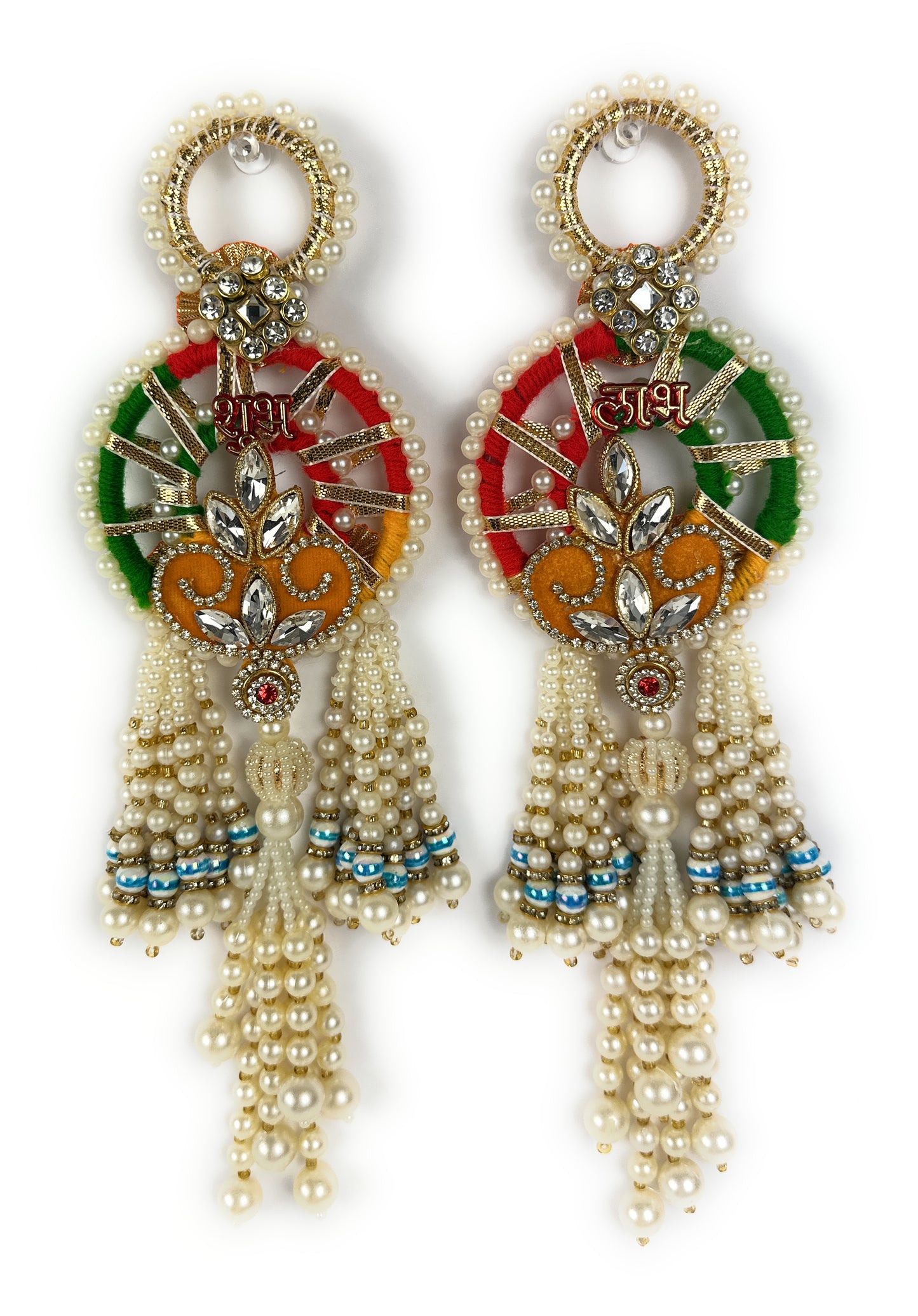 Handcrafted Indian Decorative Shubh-Labh Door Hanging with Pearls and Gemstones, Durable, Diwali Deepawali Decor, Housewarming, Unique Gift