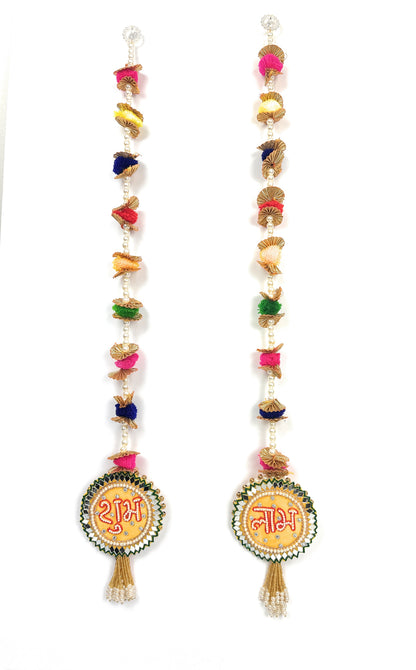 Vertical Pearl Toran | Minimalist Designs | Bandanwar | Pooja Door Hanging for Diwali, Housewarming | Unique Gift for Auspicious Occasions | Handcrafted
