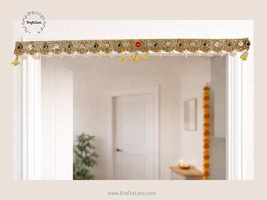 Ram Toran Bandanwar – Kundan Mirror Door Hanging | Festive Indian Home Decor