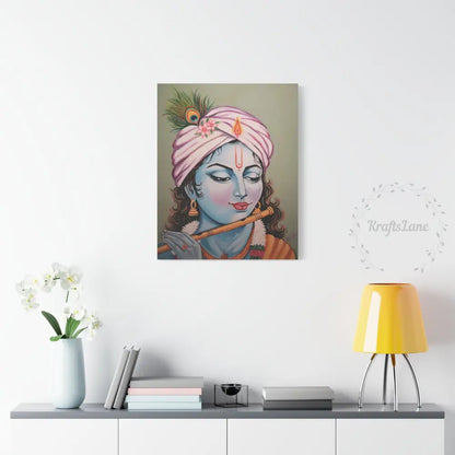 Krishna Flute Oil Painting Print on Stretched Canvas | Original Artwork Print| Wall Art | Ready to use 24’’ x 30’’