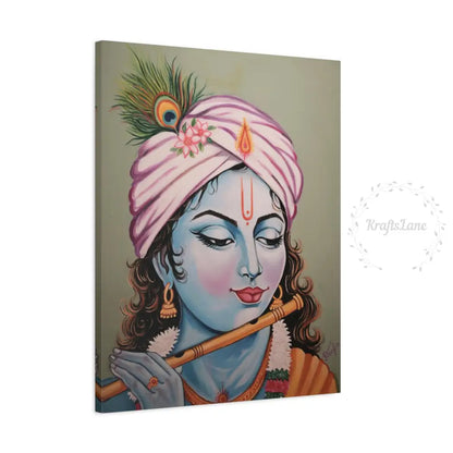 Krishna Flute Oil Painting Print on Stretched Canvas | Original Artwork Print| Wall Art | Ready to use Canvas