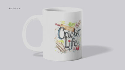 Cricket Sports Life Mug | Ceramic Coffee Cup, 11oz or 15oz